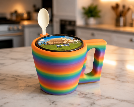 Ice Cream Pint Holder with Ergonomic Handle and Spoon Slot